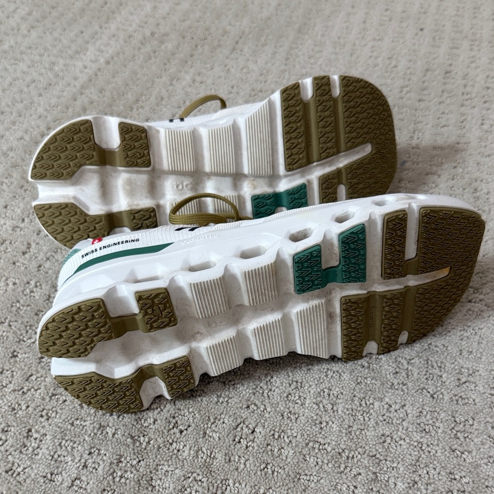 On CloudRunner White & Olive Women’s Sneakers - Picture 3 of 5